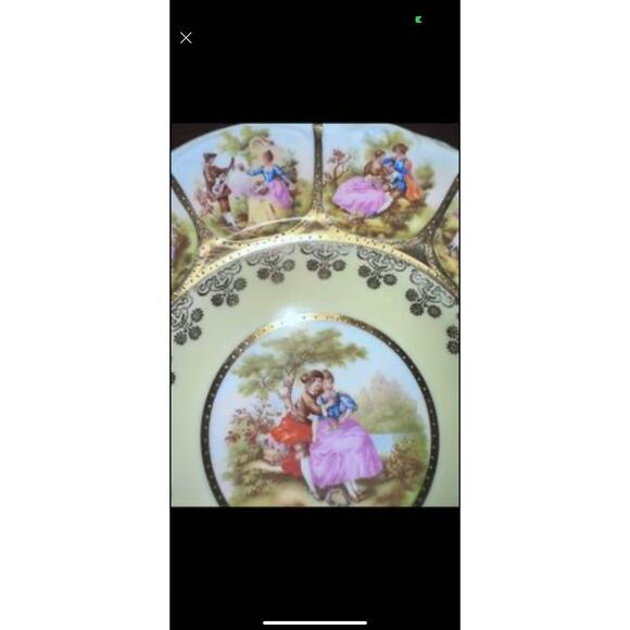 MIDCENTURY FRAGONARD LOVE STORY ALT WIEN STAMPED 5 PIECE PLATE SET 1945-1952 - Picture 13 of 13